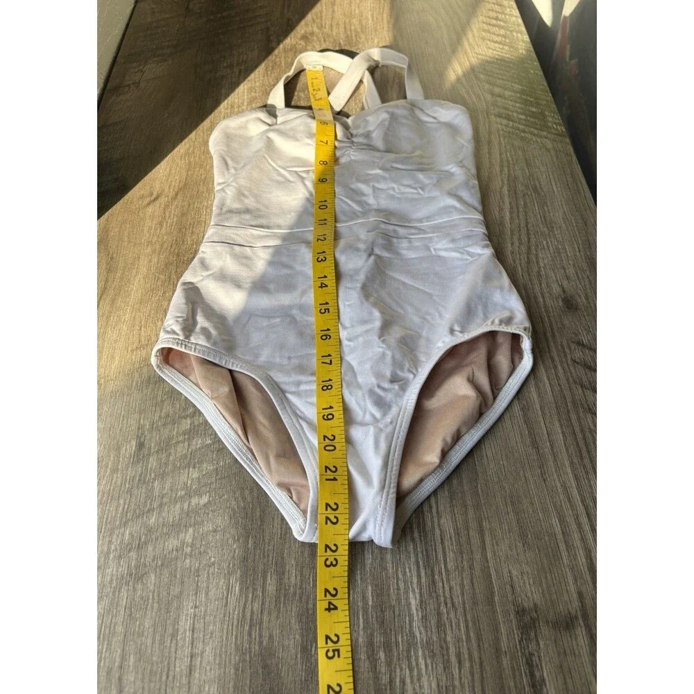 Suffolk London White Classic Pinch Front Leotard For Ballet & Gymnastics Size SA